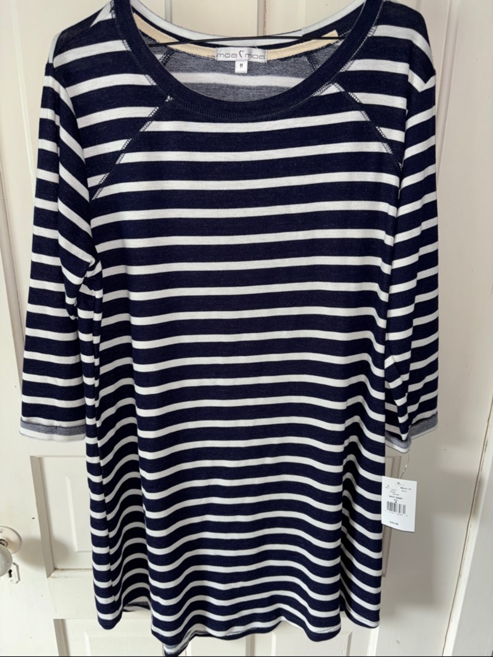 Moa Moa Navy and White Striped Knit Dress